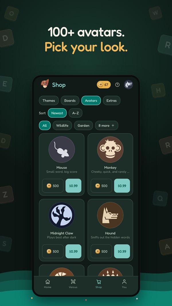 Over a hundred avatars in the Shop